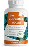 Bio Curcuma Kapseln 365x mit 700 mg Curcuma aus kontrolliert biologischem Anbau - optimal hochdosiert mit 35 mg Curcumin pro Kapsel - mit Schwarzem Pfeffer-Extrakt - Vorrat für 1 Jahr