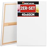 Zenacolor Leinwand Zum Bemalen 40x60 - Set aus 2 Canvas - Geeignet für alle Arten von Farben auf Leinwänden
