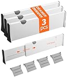 Cexovo Verstellbare Schubladenteiler,3 Schubladenteiler länge 38-54 Cm Höhe 10 Cm Multifunktionale Aufbewahrungs schubladenteiler Geeignet Für Küche Kleiderschrank Kommode Schlafzimmer (Weiß)