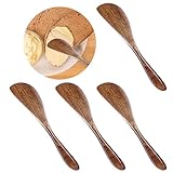 Bewudy 4 Stück Buttermesser aus Holz, Buttermesser Klein, Klein Käsemesser Dessertmesser Set Brot Creme Messer Küchenwerkzeug Besteck für Butter Käse und Gebäckherstellung Tägliches Frühstück Spreader