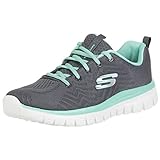 Skechers Damen Graceful Get Connected Sneaker,Charcoal Mesh Green Trim, 37 EU