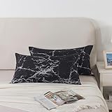 WUMIUER Marmoriert Kissenbezug 40 x 80 (Set mit 2) - Weich Mikrofaser mit Reißverschluss Kissenbezüge - Schwarz Weiß Marmor Muster - für Bett Sofa Kissen 40 x 80 cm - Kissenhülle - Kopfkissenbezug