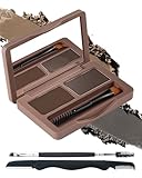 Augenbrauenpuder Set,2 in 1 Eyebrow Powder Waterproof Long-Lasting Augenbrauen Puder Paletten Make Up,Brow Puder for Natürliche & Fülle, Augenbrauen Set damen mit Pinsel & Spiegel-02