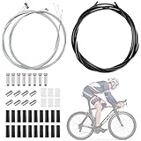 SKIKHN Fahrrad Bremszug, 2 Sätze Fahrrad Schaltzug, Fahrrad Schaltseil Set mit 2 Stück Außenhüllenzug Schlauch/Bowdenzug Endhülse Endkappen/O-Ring, für Mountainbike Rennrad Fahrrad