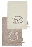 Sterntaler Waschlappen 2er Pack Bauernhof - Frottee Babywaschhandschuh aus saugfähiger, weicher Baumwolle, sorgt für Spaß beim Baden und Duschen - Baby und Kinder Waschlappen mit Stickerei, sandfarben
