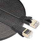 By Qubix - 10m CAT7 Ultra dünnes flaches Ethernet Netzwerk LAN-Kabel (10.000Mbps) - Schwarz - Internetkabel