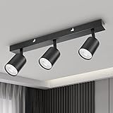 Dehobo Led Deckenstrahler Schwenkbar 350° 3 Flammig Deckenleuchte GU10 - Wandstrahler Schwarz - Spotlight Lampe Deckenlampe für Wohnzimmer Schlafzimmer Küche, Nein GU10 Leuchtmittel