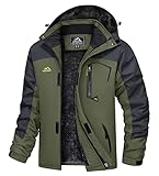 TACVASEN Herren Arbeitsjacke Winter Angeljacke Übergangsjacke Regenjacke Outdoorjacke Wasserdicht Atmungsaktiv Winddicht, Armeegrün, XXL