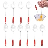 Xijobido Spiral Schneebesen, Drahtbesen für Sahne und Eierschlagen Rührgerät Set mit 10 Stück, Manuelles Küchengerät Edelstahl Rührdesign zum Backen Pfannkuchenmachen Soßen Milch Matcha Mehl