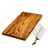 DAS OLIVENHOLZBRETT® / Olivenholz Schneidebrett rechteckig/Frühstücksbrett aus Holz/Brotzeit-Frühstücksbrettchen rechteckig/Vesperbrett, Jausenbrett aus Olivenholz / 25cm x 15 x 1,5cm