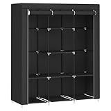 SONGMICS Kleiderschrank, Garderobe, Kleiderständer mit Vliesstoffbezug, Hängestangen, Ablagen, 45 x 130 x 168 cm, große Kapazität, für Schlafzimmer, Wohnzimmer, tintenschwarz RYG096B01
