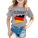 Deutschland Fanartikel EM Kinder Tshirt mit Deutschland Flagge Sommer Kurzarm T-Shirt Rundhals Fanartikel Fussball Lässig Shirt Oberteile Freizeit Summer Tops Sportshirt Jungen Mädchen