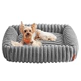 Feandrea Hundebett, mittelgroßes orthopädisches Hundekörbchen, Hundekissen waschbar, Flauschige Hundematte, weiche Polsterung, 71 x 55 x 18 cm, Taubengrau PGW311GD01