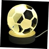 Yardenfun Fußball Kristallkugel Nachtlicht mit Holzsockel und Fernbedienung USB Betriebene Tischlampe für Kinderzimmerdekoration Geschenkidee für Jungen und Mädchen