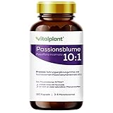 Vitalplant® Passionsblumen Extrakt 10:1 im Braunglas | 3750mg Passionsblumenkraut pro Kapsel | 180 Stück im günstigen 6 Monatsvorrat | Hergestellt in pharmazeutischer Manufaktur in Deutschland | Vegan