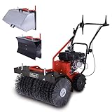 Scheppach Benzin Kehrmaschine SC2700P inkl. Schneeschild & Auffangbehälter | Schneefräse mit 700mm Kehrbreite | Flächenleistung 3000 m²h | Bürsten-Ø 350mm | 4,1W / 5,5PS | 1x Vor- 1x Rückwärtsgang