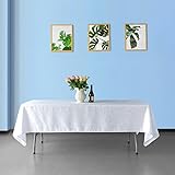 WedDecor Rechteckige Damast-Tischdecke mit einem Overlay-Zweig-Wirbelmuster, nahtlose Polyester-Leinen-Tischdecke, Esstisch für Restaurant, 178 x 274 cm, Weiß, 5 Stück