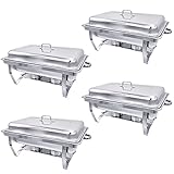 Jacgood Chafing Dish Profi Set Toulouse, Edelstahl Warmhaltebehälter, Speisewärmer, Rechaud, Chafing Dishes für Catering, Buffet und Party (4 Packung)