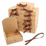 Geschenkbox mit Deckel, 12 Stück 16x16x5cm Kraftkarton Geschenkkarton Braun Geschenkboxen Kraftpapier, Geschenkverpackung Box für Hochzeit Geburtstag Weihnachten