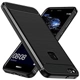 ivoler Silikon Hülle für Huawei P10 Lite, [Militärischer Schutz] Stoßfest Handyhülle, Dünne Weiche Flexible TPU Kratzfest Schutzhülle Anti-Fingerabdruck Case Cover, Schwarz