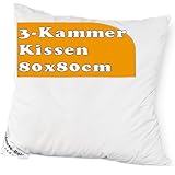 Dedstore Kopfkissen 80x80 Daunen 3 Kammer Kissen - Allergiker Bettkissen mit Gänsedaunen - Pillow 140 g/m² Bezug 100% Baumwolle - Daunenkissen Federkissen Füllung 1600g Naturprodukt