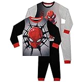 Marvel Jungen 2er-Pack Schlafanzug Spiderman Mehrfarbig 128