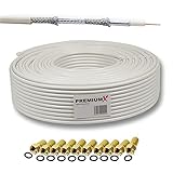 Premium X 30m SAT Koaxial Kabel 135dB 4-fach SAT Antennenkabel Koaxialkabel Koaxkabel Satellitenkabel 4K 1080p FULL HD HDTV DVB-S/S2 DVB-C DVB-T BK Anlage SAT-Kabel 10x F-Stecker