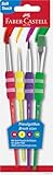 FABER-CASTELL 481600 - Pinsel Set mit Softgriffstück, 4-teilig, Malpinsel für Kinder
