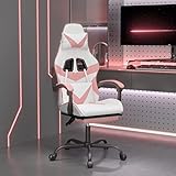 Xichuzi Gaming-Stuhl mit Fußstütze Drehbar Weiß & Rosa Kunstleder, Bürostuhl, Gaming Chair, Gaming Sessel, Schreibtisch Stuhl, Drehsessel