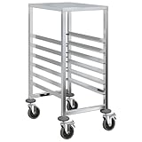 vidaXL Tablettwagen mit 6 GN-Behältern 39x55x87 cm Edelstahl, Abräumwagen, Geschirrwagen, Backblechwagen, Regalwagen, Stikkenwagen