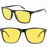 Fimoson Nachtsichtbrille für Männer Frauen, klassischer quadratischer Rahmen HD Anti Glare Polarized Night Driving Glasses