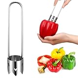 Gjinxi Red Bell Pepper Seed Corer, 2024 Upgraded Stainless Steel Fruite Vegetables Corer Red Bell Peppers Cutter Kitchen Gadget for Apple, Pear, Tomate, Ananas, Pepper Corer