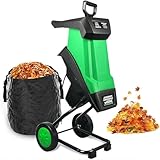 Elektro Garten Häcksler, 2400W Leistungsstark mit 50L Fangsack und 40mm Schneidkapazität für Äste und Laub, Tragbares Rad Design für die Gartenpflege.
