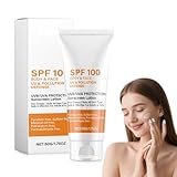 Sonnencreme Mit Lichtschutzfaktor 100, Wasserfeste Sonnencreme Für Gesicht Und Körper, Sonnenschutzlotion Mit UVA-/UVB-Schutz, Sonnenschutz LSF 100, Hautpflege Zur Vorbeugung Von Sonnenbrand