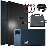 SUNNIVA® 920W Balkonkraftwerk mit 2,01 kWh Speicher TSUN TSOL-DCU2000Lite, BIFAZIAL FULLBLACK komplett Steckdose, PV Solaranlage Komplettset mit Solarspeicher,2x 460W N-Type Glas-Glas Bifacial Module