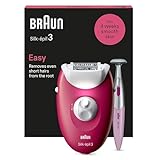 Braun Silk-épil 3, kabelgebundener Epilierer Damen für Haarentfernung, Aufsätze für Rasierer, Trimmer und Massage für Körper, 3-202, Himbeere