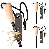 Cresbel 3 Stück Feuerstahl: Survival Feuerstein, Feuerstarter Set mit Paracord Zunder, Feuerstein mit Extrem Starker Funkenflug, Feuerstarter für Camping, Outdoor, Bushcraft, Survival