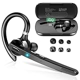Bluetooth Headset V5.3, Wireless Freisprech Telefon mit CVC 8.0/ENC Dual Mic, APTX, Mute Zwei-Geräte-Verbindung Headset Handy, 90 Std Spielzeit Bluetooth Ohrhörer mit Ladebox für Geschäft/Trucker