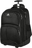 MATEIN Business Trolley Reiserucksack mit Rollen, Groß Rolling 17 Zoll Laptop Rucksack Reisetasche mit Rädern Herren Handgepäck Laptoptasche Damen Reisekoffer Aaktenkoffer für Schule, Arbeit, Schwarz