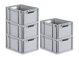 PROREGAL SuperSparSet 5x Eurobox NextGen Economy | Griffe offen |HxBxT 22x30x40cm | 20 Liter | Eurobehälter, Transportbox, Transportbehälter, Stapelbehälter