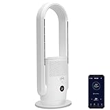 djive ARC Heater 3in1 Luftreiniger, Heizlüfter & Turmventilator, leise, rotorlos, HEPA 14 & UVC gegen 99,995% der Viren & Pollen, App, Alexa, Google Home, Elektroheizung energiesparend fürs Bad, weiß