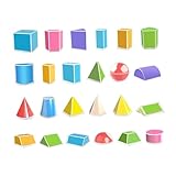 JISADER 24 Teiliges Set Aus 3D Formenblöcken, Mathematischen Lernmaterialien, Zylinder, Mehrfarbigen Formen