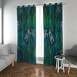 CHERHERART Berühmte Kunst Blumen Fenstervorhang Iris von Claude Monet Fensterbehandlungen Extra breite Sonnenschutz Vintage Vorhänge für Raumteiler 2PCS B140xH214