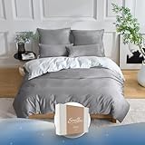 Samthus Bettwäsche 135x200 Baumwolle Satin Wendebettwäsche - Oeko-Tex Made In Green - Himmlisch weicher Schlaf - Bettwäsche Set mit 1x Bettbezug 135x200 + 1x Kissenbezug 80x80 - Hellgrau/Grau