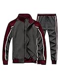 Tebreux Herren Jogginganzug Trainingsanzug Männer Fitness Sport Jogginganzug Reißverschluss Freizeitanzug 2-Grau XXL