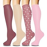 ACTINPUT 4 Paar Kompressionsstrümpfe für Damen Herren, Bunte Stützstrümpfe Kompressionssocken für Sport, Flug, Laufen, Reisen, Radsport, krankenschwester(4101 - Rosa,S-M)