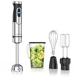 Arendo - Stabmixer Edelstahl 1500 Watt Set - Pürierstab - Turbotaste – 4 flügeliges Messer - Schneebesen – Doppel-Rührquirl