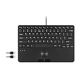 Perixx PERIBOARD-526 US, kabelgebundene Mini-USB-Tastatur mit Trackball, X-Typ-Scherentasten, 29 x 18 x 2,8 cm, integrierte 2 USB-Hubs, US-Englisch