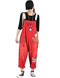 Bigassets Damen Jeans Latzhose Ärmellos Overalls Jumpsuits Style 3 Red
