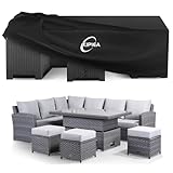 Kipiea Gartenmöbel Abdeckung Winterfest, 420D Oxford Gewebe Wasserdicht & Anti UV Plane Schutzhülle für Gartenmöbel, Rechteckige Abdeckplane Gartenmöbel für Gartentisch Loungemöbel - 350x262x90cm
